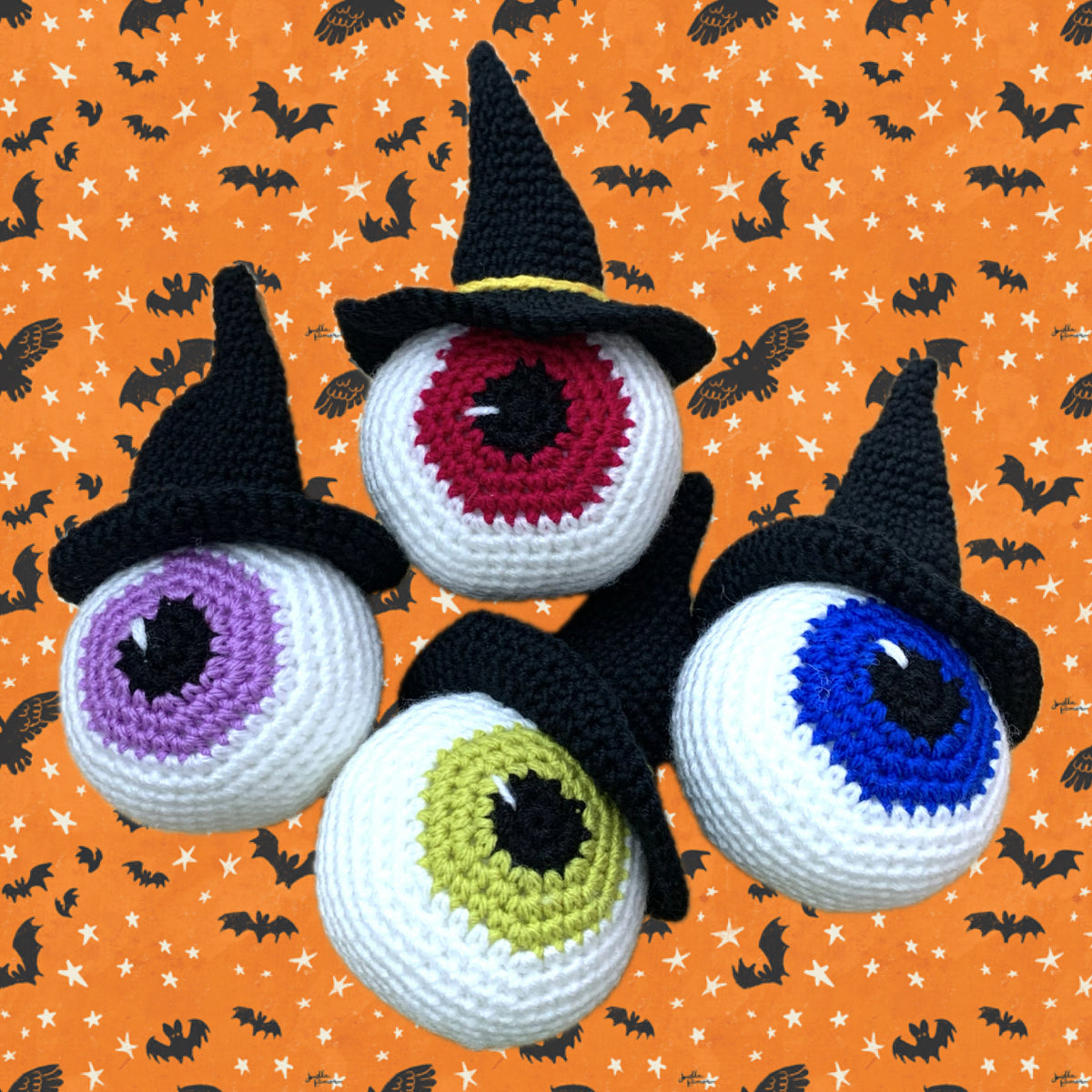 BEAKNITS- "BLUE EYEBALL"- CROCHETED HALLOWEEN TOY/DECORATION