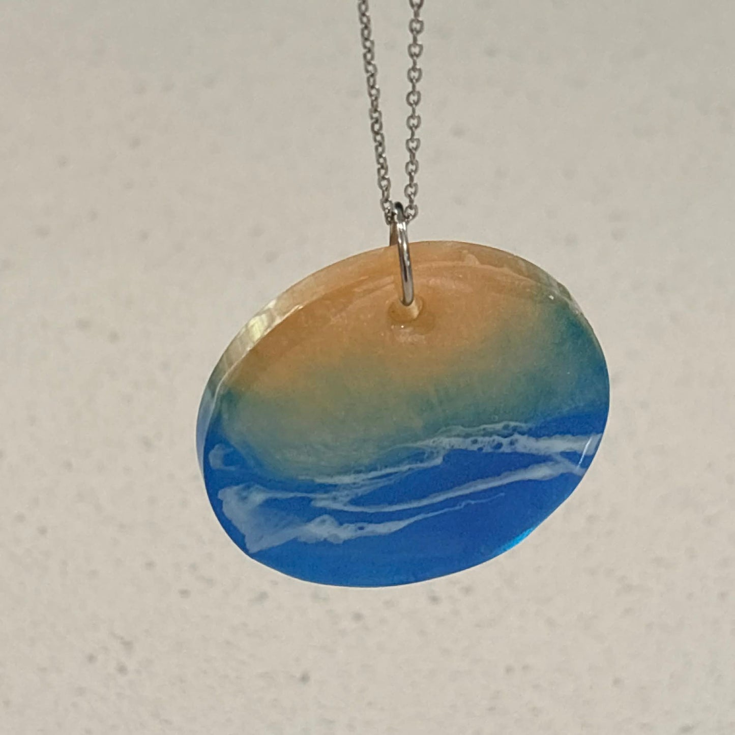 BRENDA STONE ART - Large Ocean Pendant (Metal Chain) 3