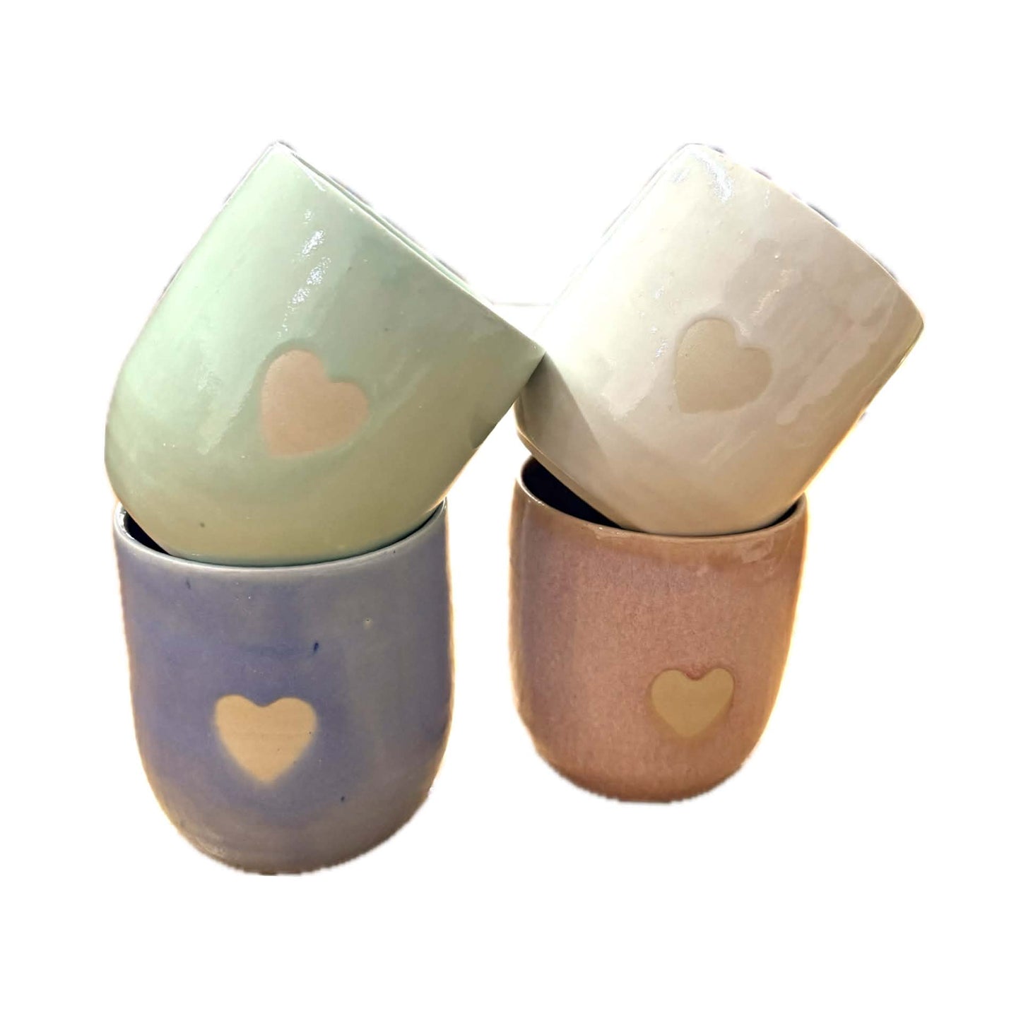 EARTH BY HAND- Latte Love Mugs - Green Glaze
