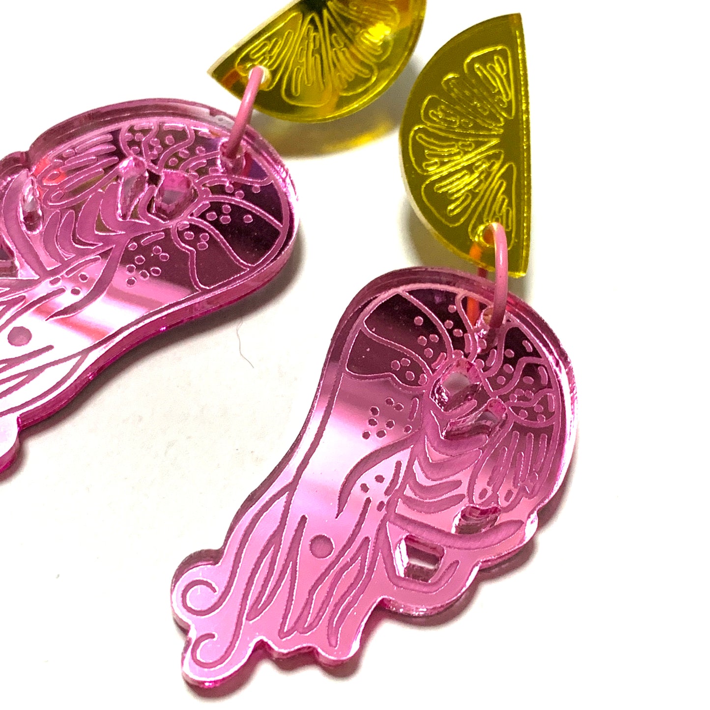 THIS BIRD HAS FLOWN - “Prawn Cocktail” DANGLE EARRINGS