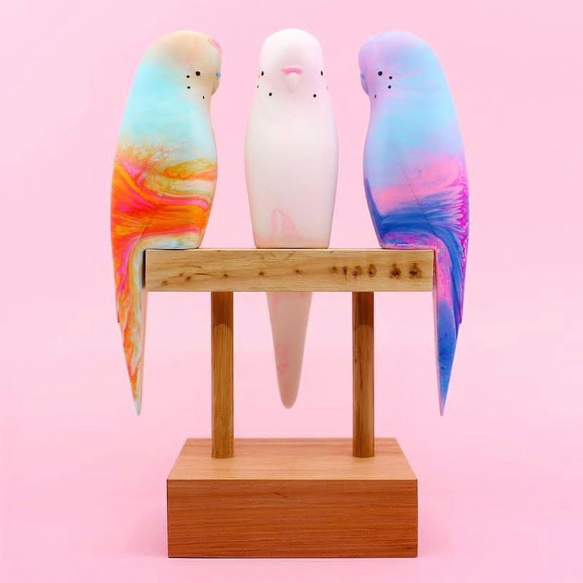 PETE CROMER - RESIN BUDGERIGAR #13 SUNSET YELLOW AND ORANGE