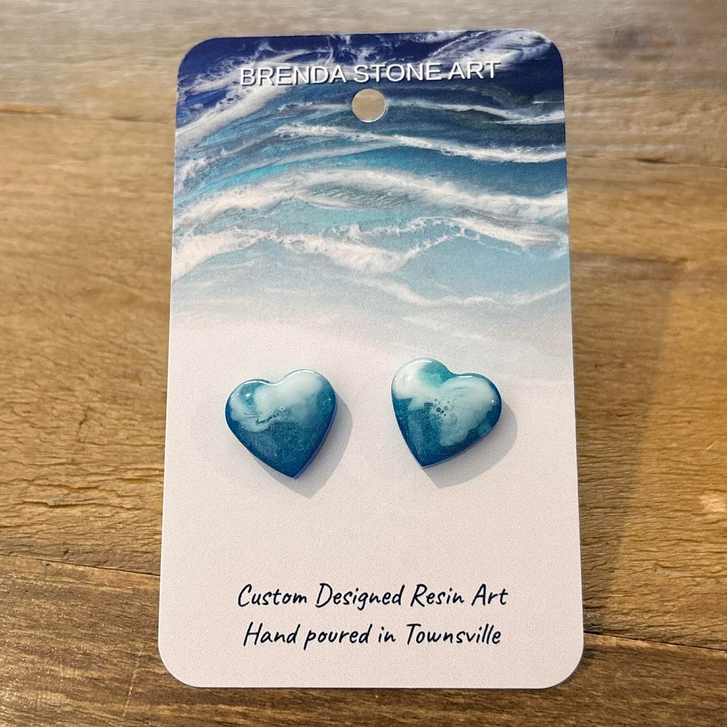 BRENDA STONE ART - Ocean Heart Stud Earrings 2