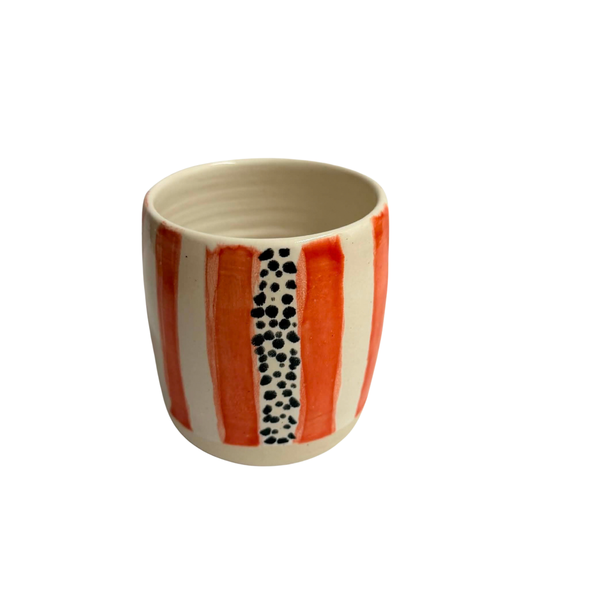 POTTERESS BY ALICIA - Spots and Stripes Cups - Pink and Black Glaze