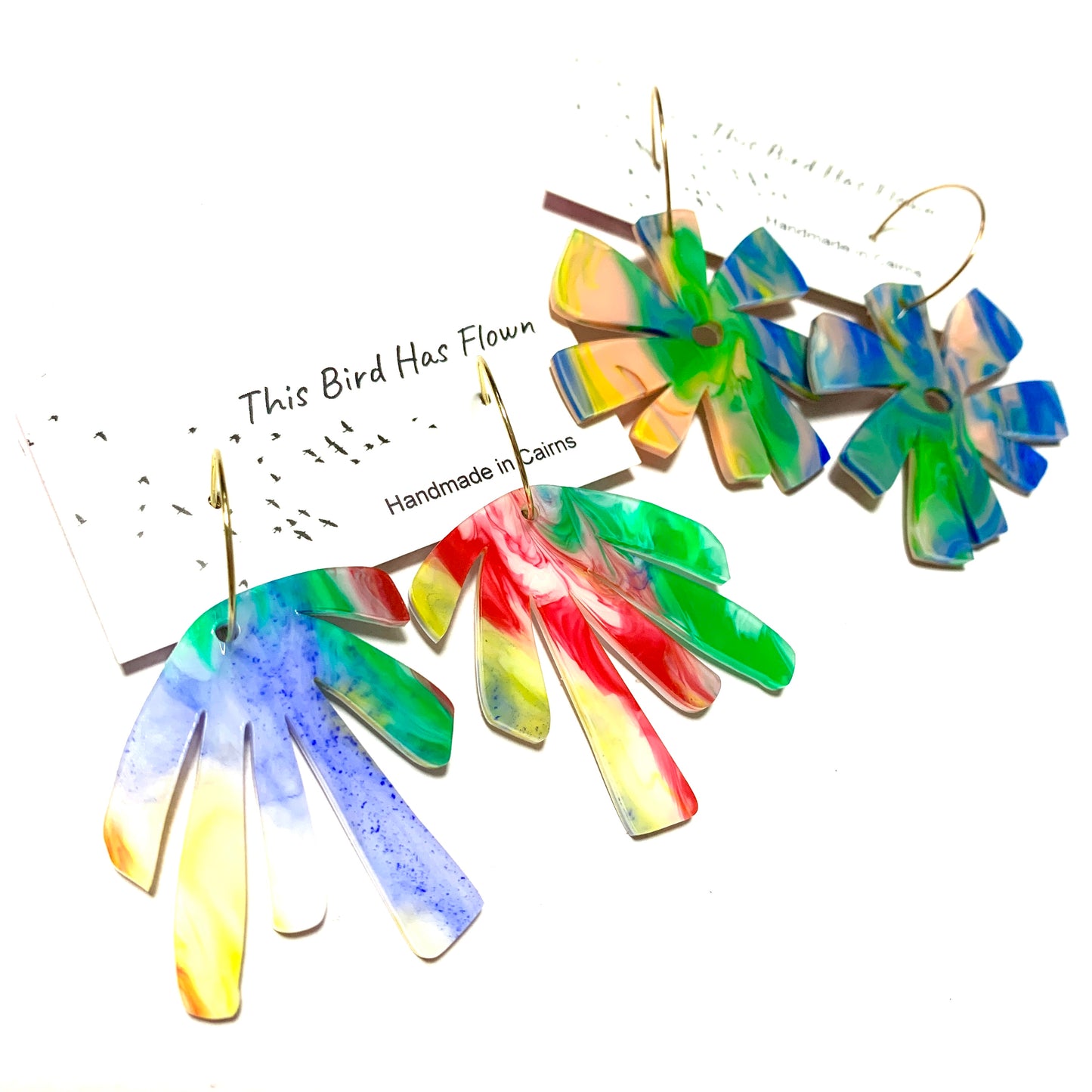 THIS BIRD HAS FLOWN - “Marble Bursts” HOOP DANGLE EARRINGS