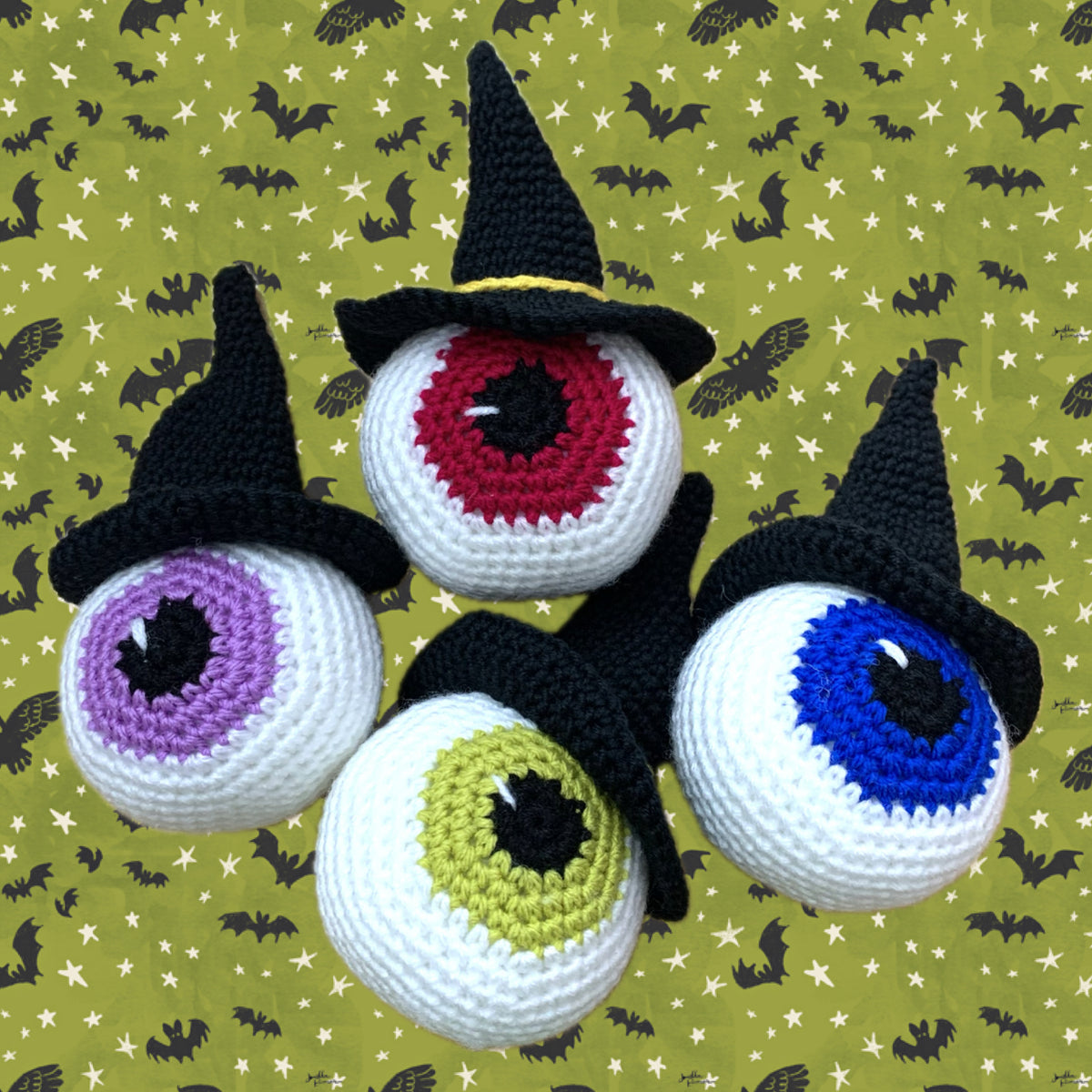 BEAKNITS- "PURPLE EYEBALL"- CROCHETED HALLOWEEN COASTER