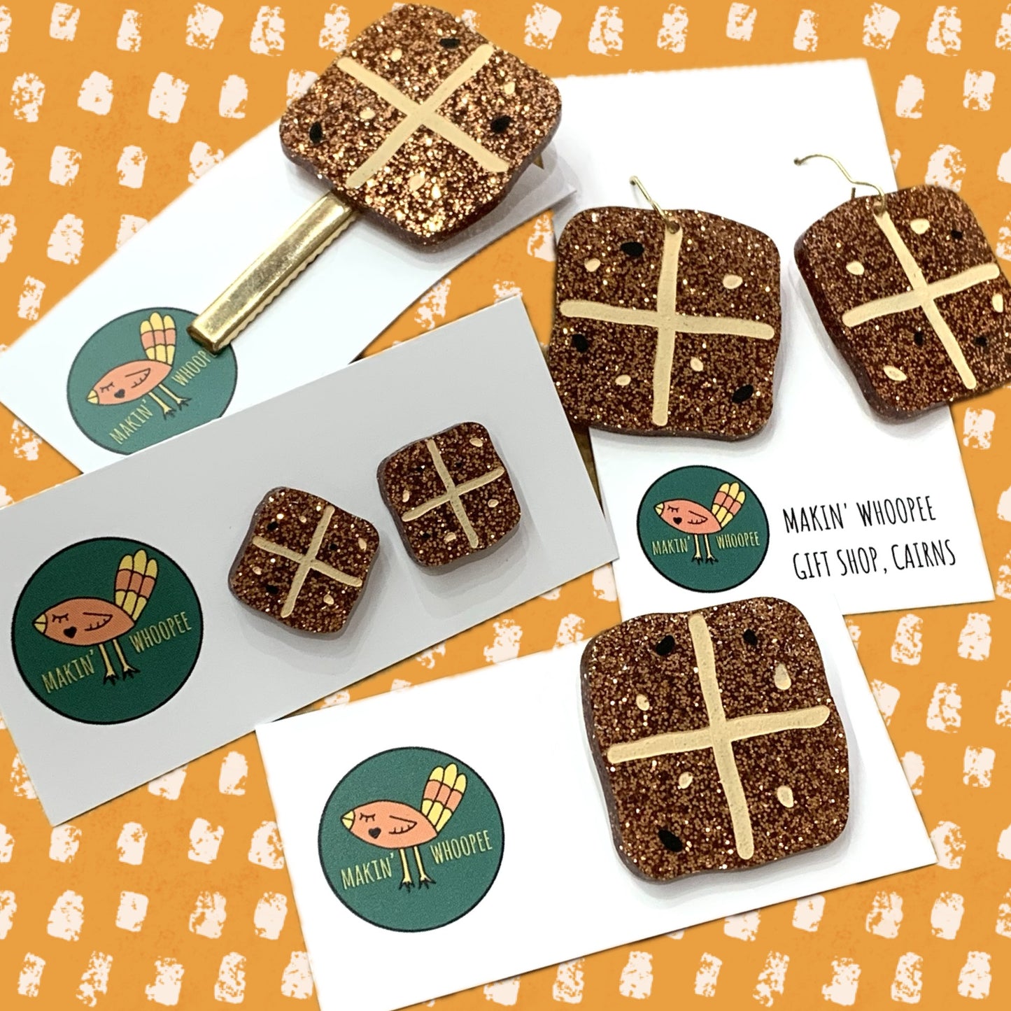 MAKIN' WHOOPEE - "Hot Cross Bun" Hair Clip - Copper Glitter