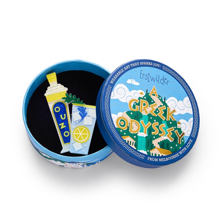 ERSTWILDER - "Opa! Ouzo" Brooch - A GREEK ODYSSEY COLLECTION