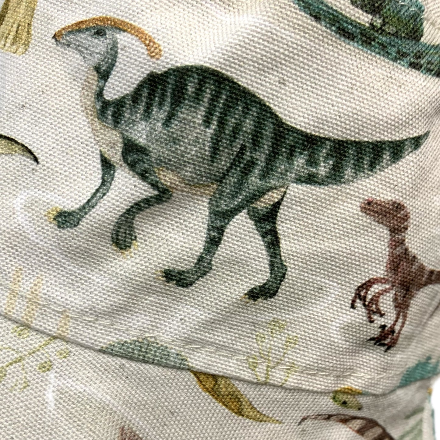 Teacups n Quilts - Cream Dinosaurs Fabric Hat - Kids Size Large