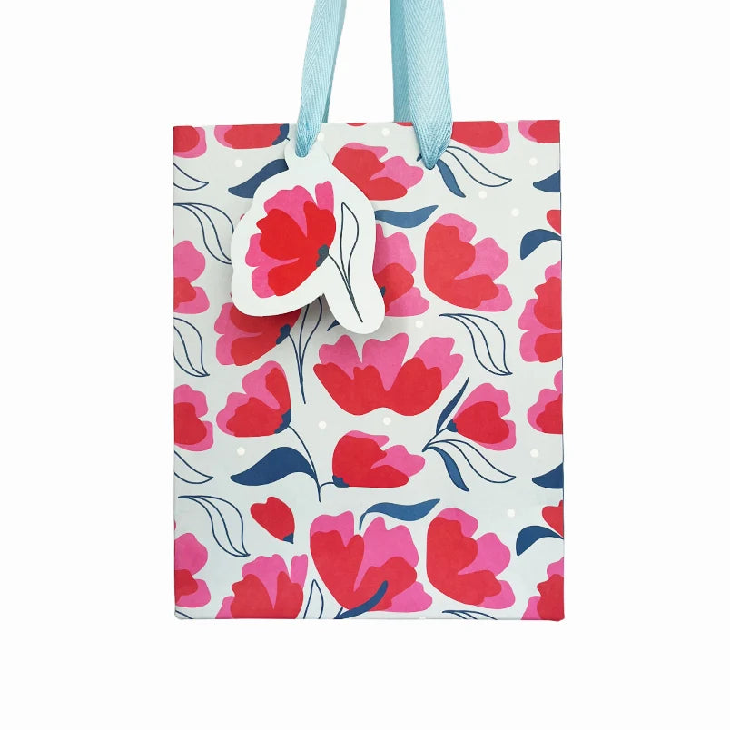 TO THE MOON AND BACK PRINTS - Red & Blue Floral - Eco-Friendly Gift Bags