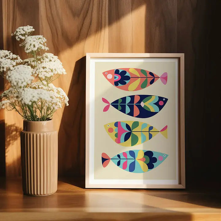 3 BIRDIES STUDIO- "Modern Fish" A4 Art Print