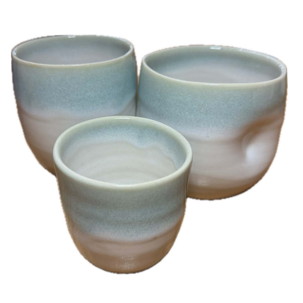 EARTH BY HAND- Espresso/Piccolo Cups- Seafoam Blue Glaze