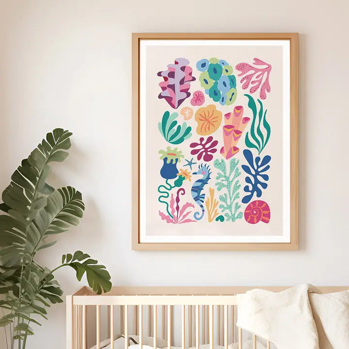 3 BIRDIES STUDIO- "Modern Coral" A4 Art Print