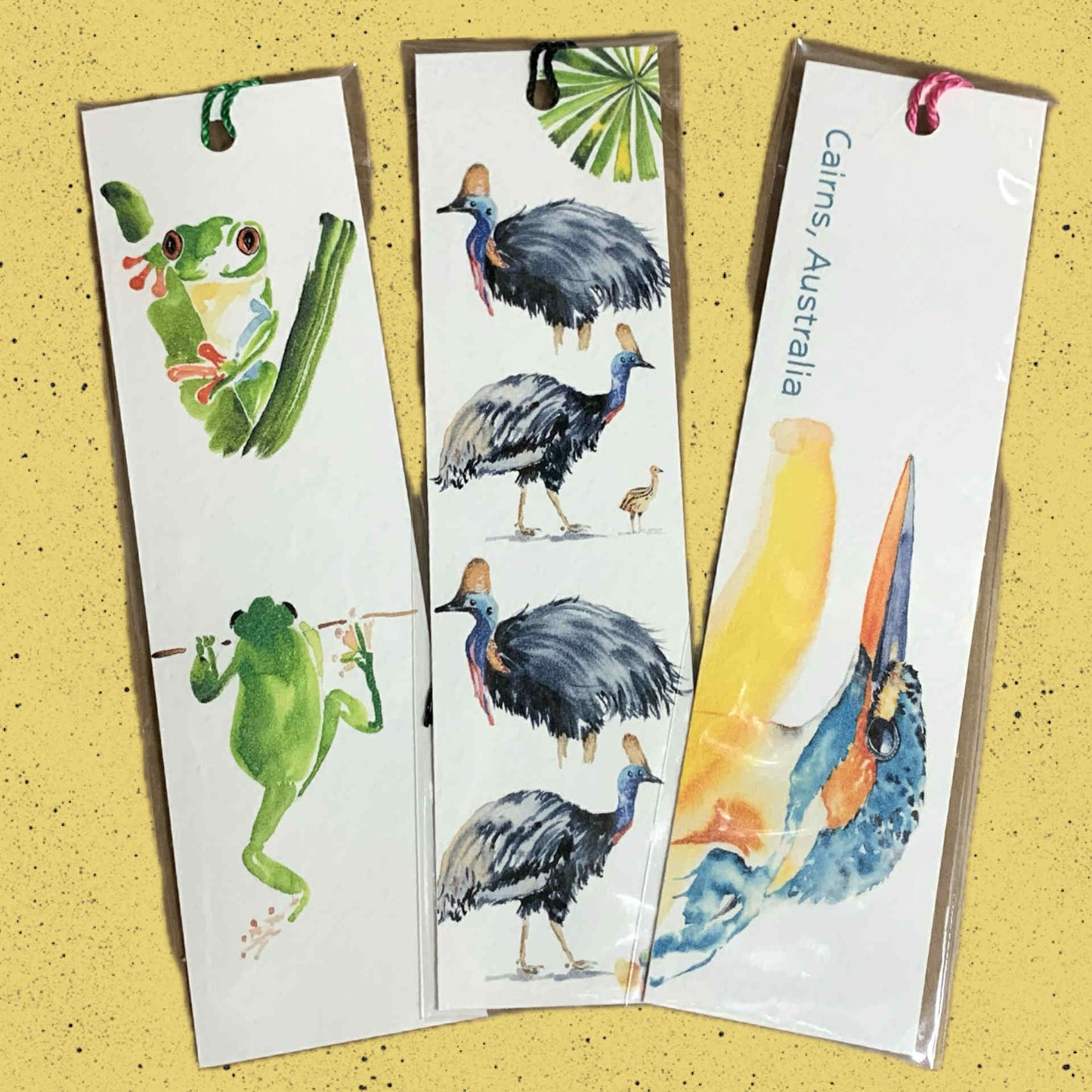 ESZTER'S CREATIONS- "Green Frogs" Bookmark- Textured Paper