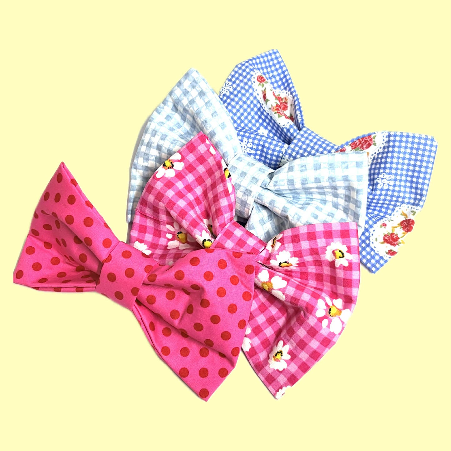 BEAUS AND BANDITS - DOGGY BOW TIE - BLUE GINGHAM - LARGE