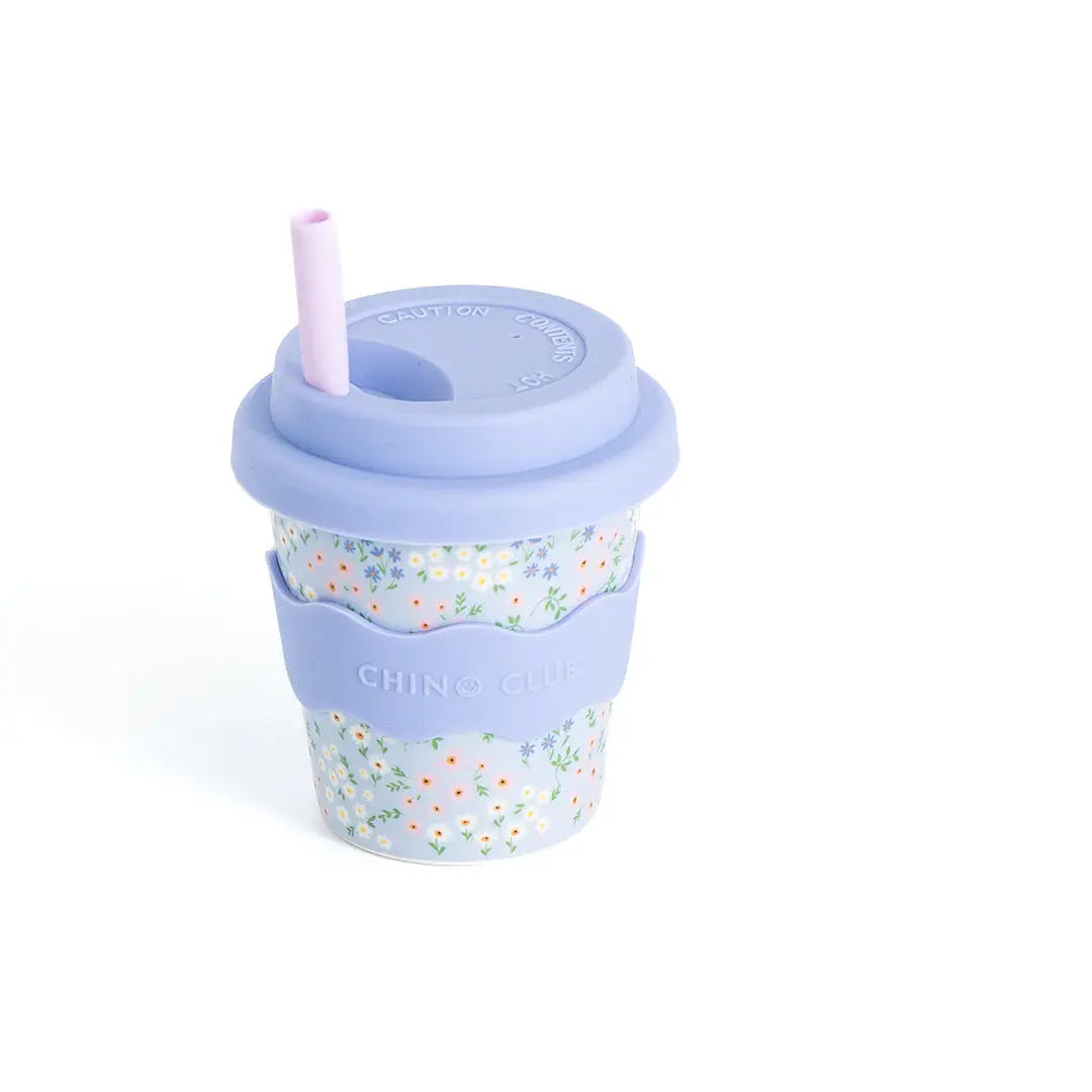 CHINO CLUB- Kids 4oz Reusable Keep Cup- Blue Floral