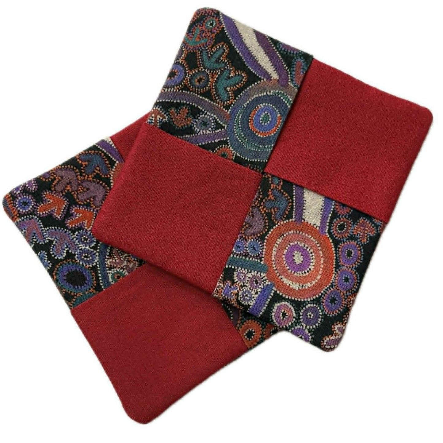 MUMMA WHOOPEE- SINGLE WINE GLASS SLIPPER/COASTERS- Warlu Dreaming & Scarlet