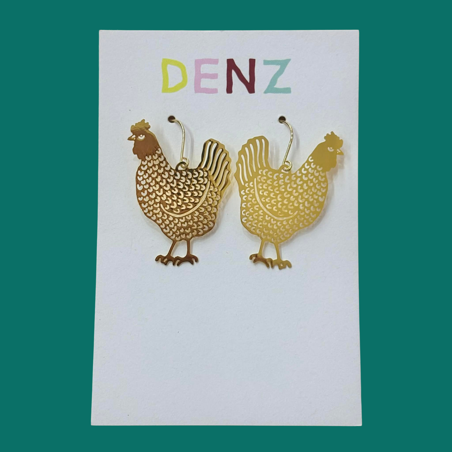 DENZ & CO - Chicken Earrings – Gold - DANGLE EARRINGS