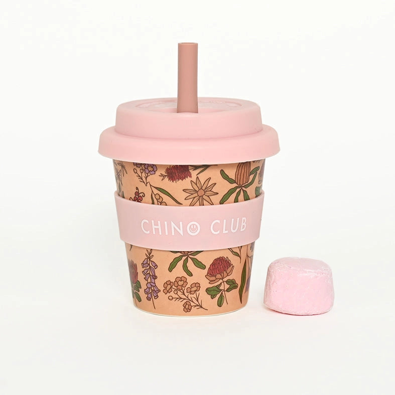 CHINO CLUB- Kids 4oz Reusable Babychino Cup- Australian Flowers