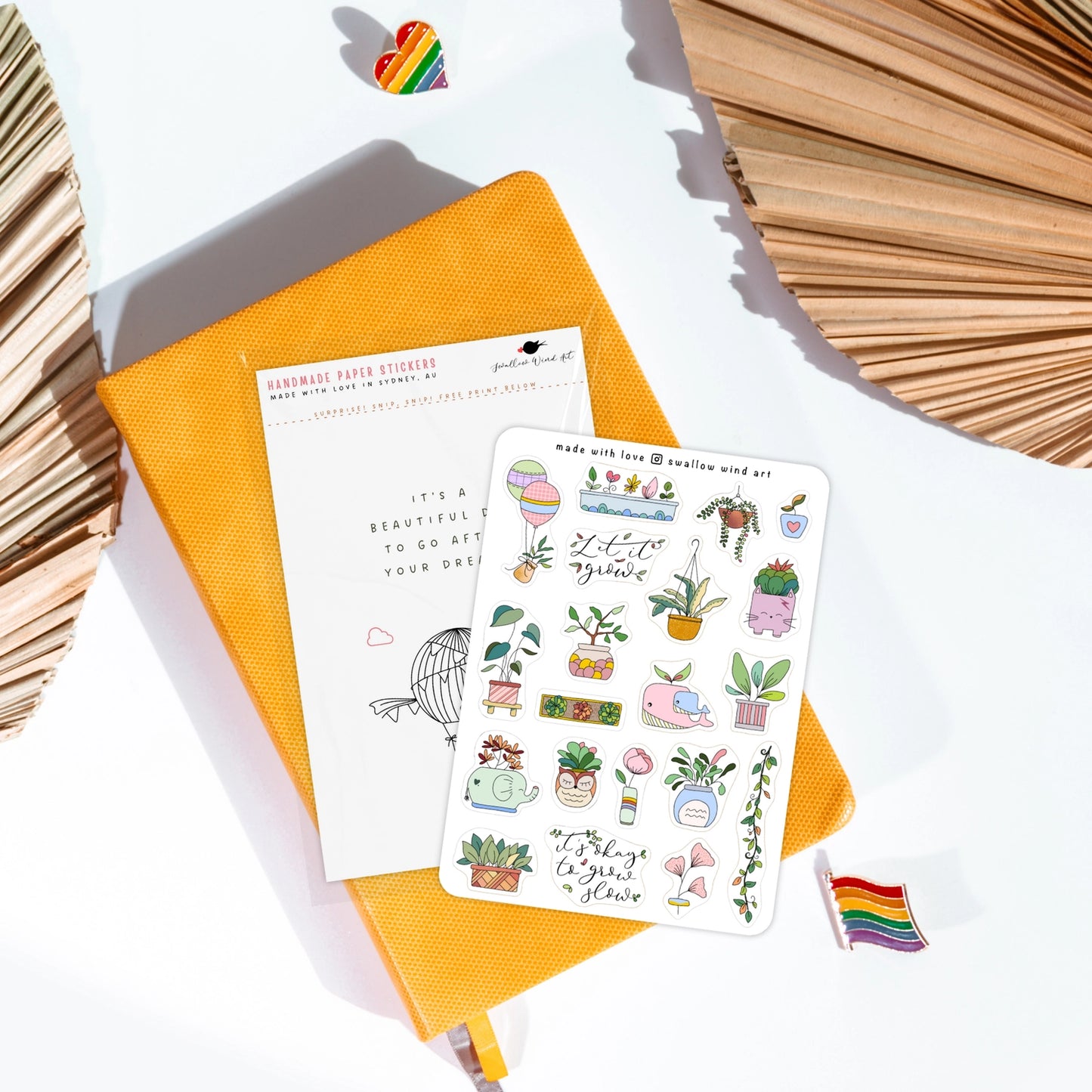 SWALLOW WIND ART - POTTED PLANTS - STICKER SHEET