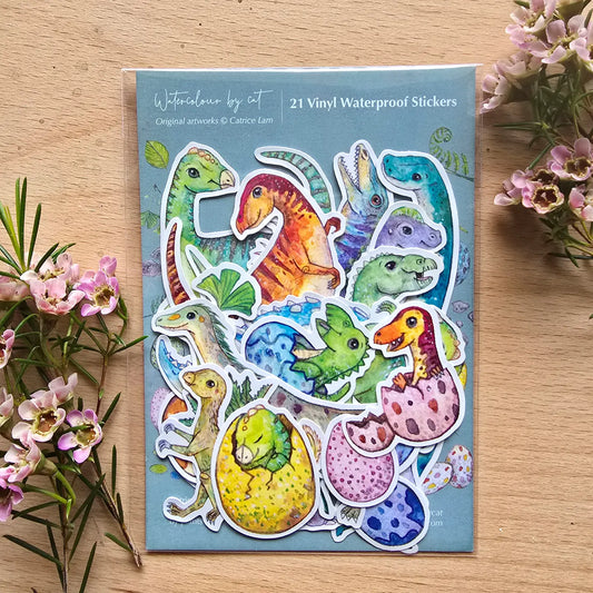 WATERCOLOURS BY CAT- Australian Dinosaur Vinyl Sticker Pack