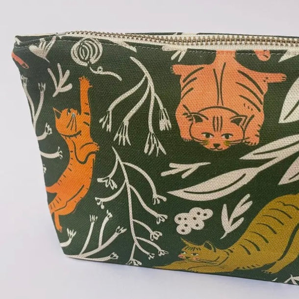 FABRIC DRAWER- Handmade Make-Up, Travel, Clutch Zip Purse - Cats
