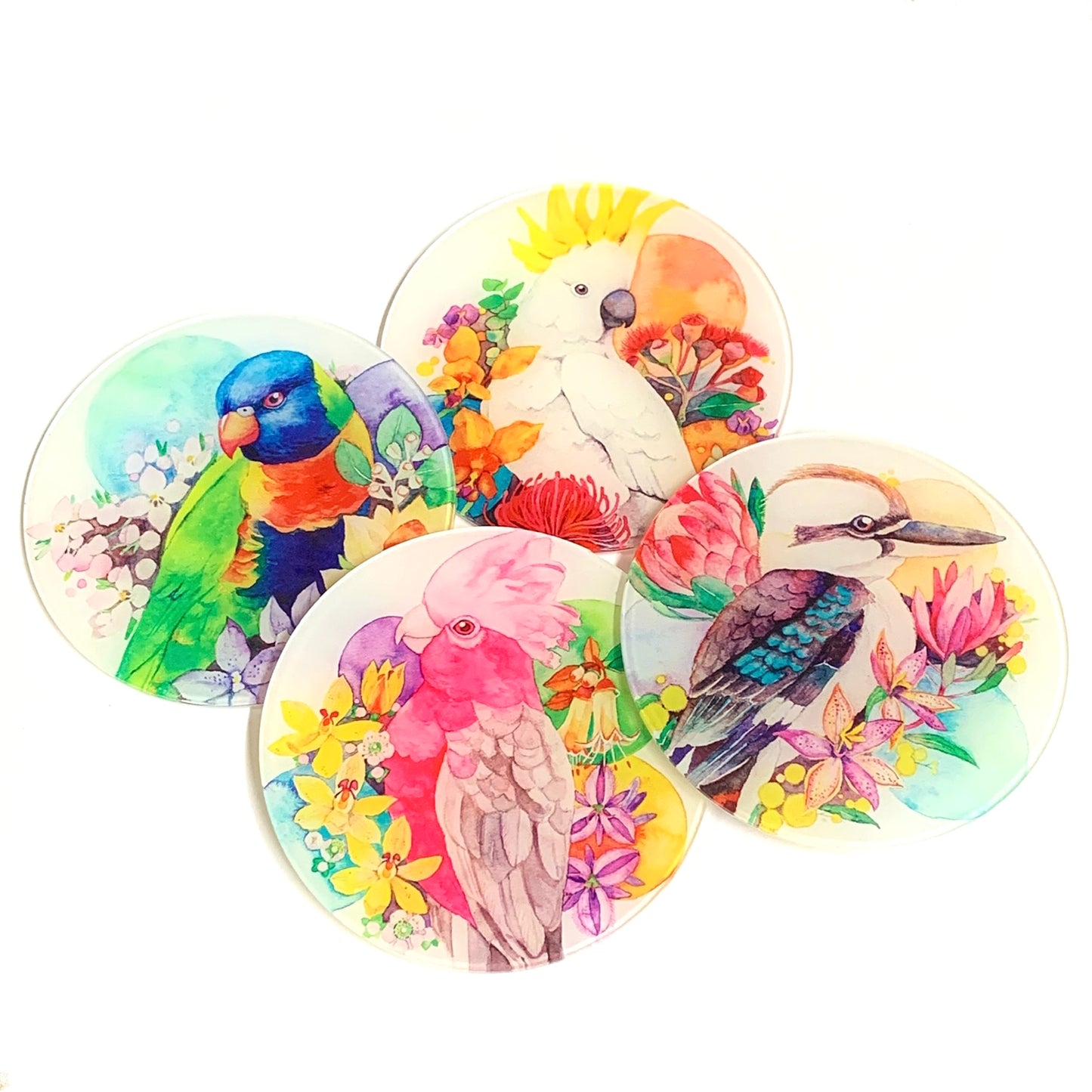 WATERCOLOURS BY CAT- Kookaburra- Australian Bird Art Coaster