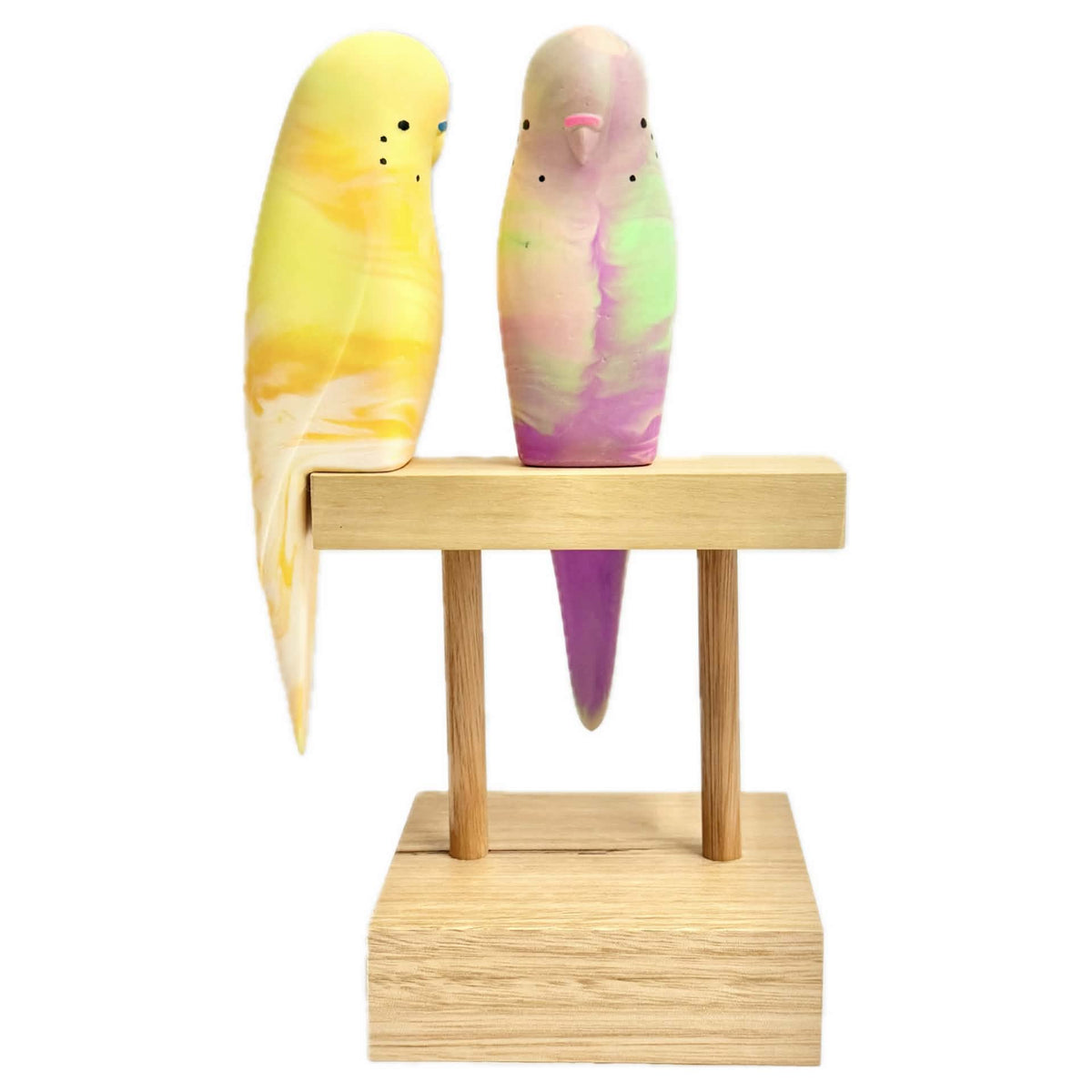 PETE CROMER - RESIN BUDGERIGAR #14 BUBBLEGUM COLOURFUL SWIRL