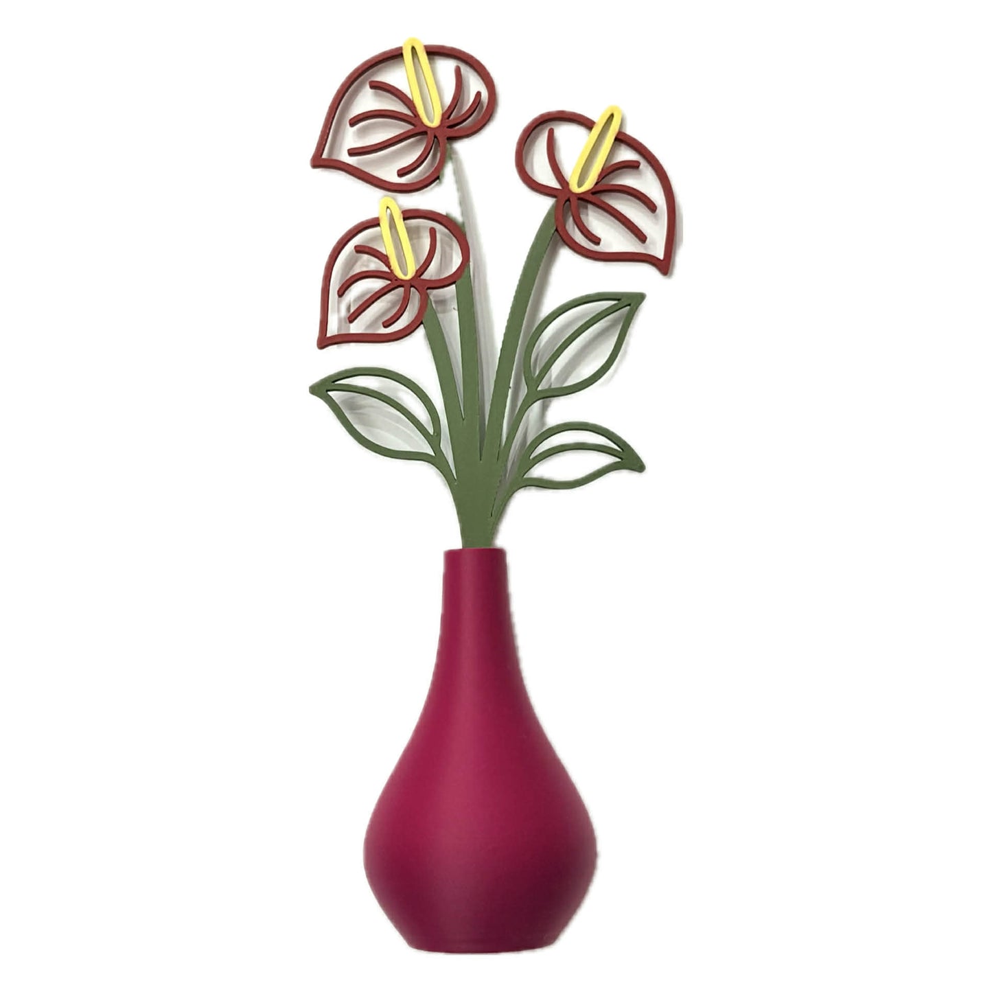 DWAYNSKI.3D - ANTHURIUM BLOOMS - MAGNETIC BUD VASE WITH PRINTED FLOWER STEM