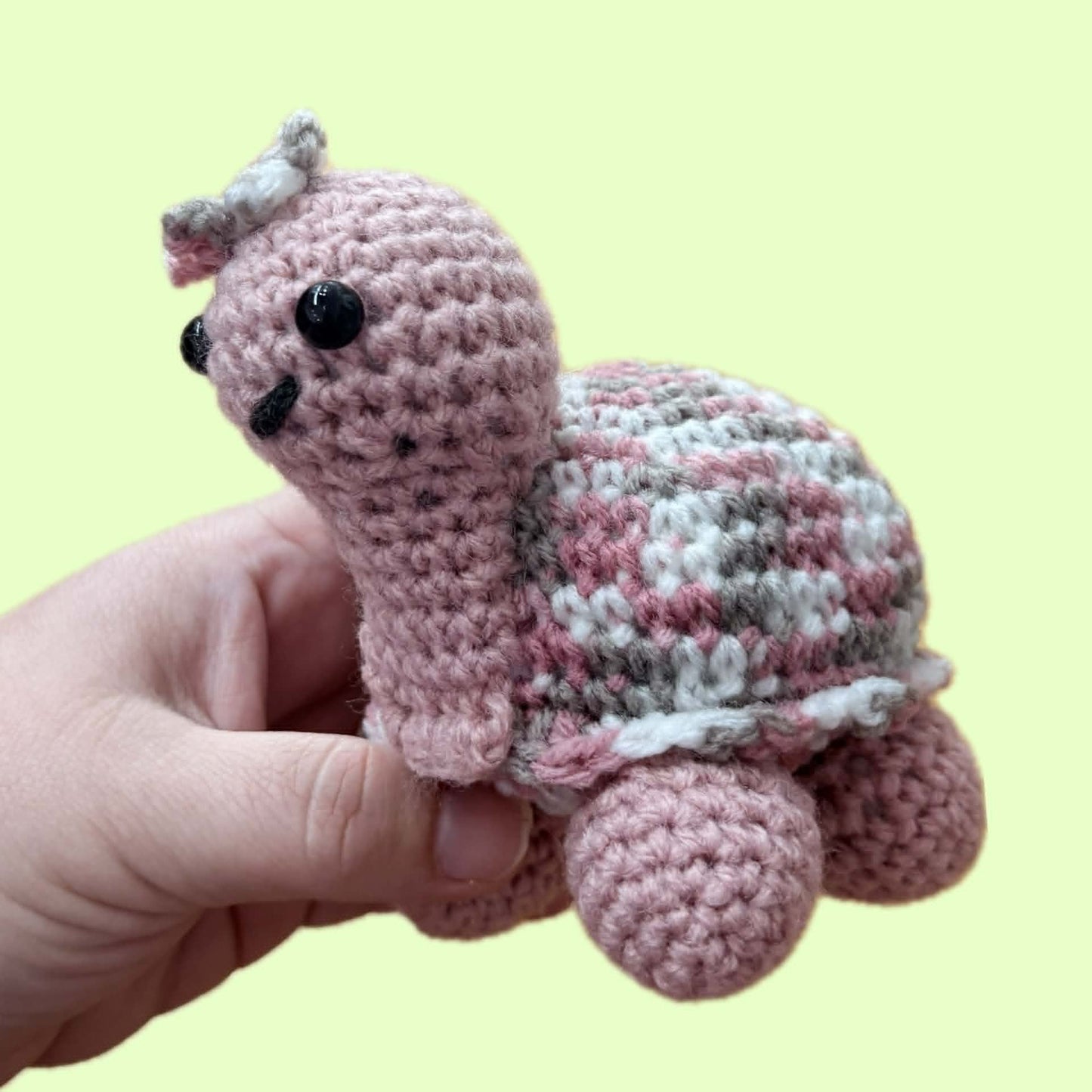 BEAKNITS- CROCHETED PINK TURTLE- MEDIUM
