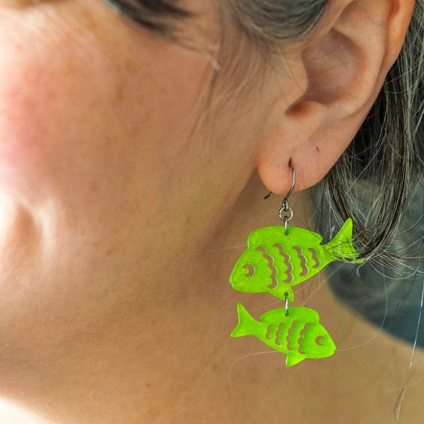 ERSTWILDER - "Fish Friends" Drop Earrings Green - GREAT BARRIER REEF COLLECTION