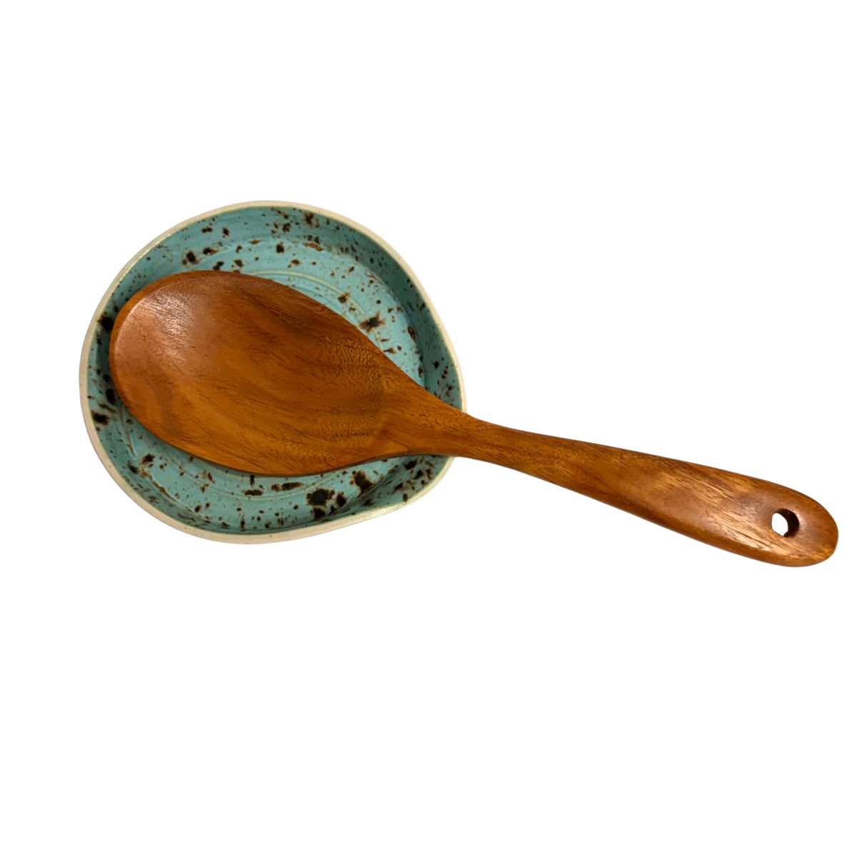 POTTERESS BY ALICIA - Spoon Rest - Blue/Green Speckled Swirl