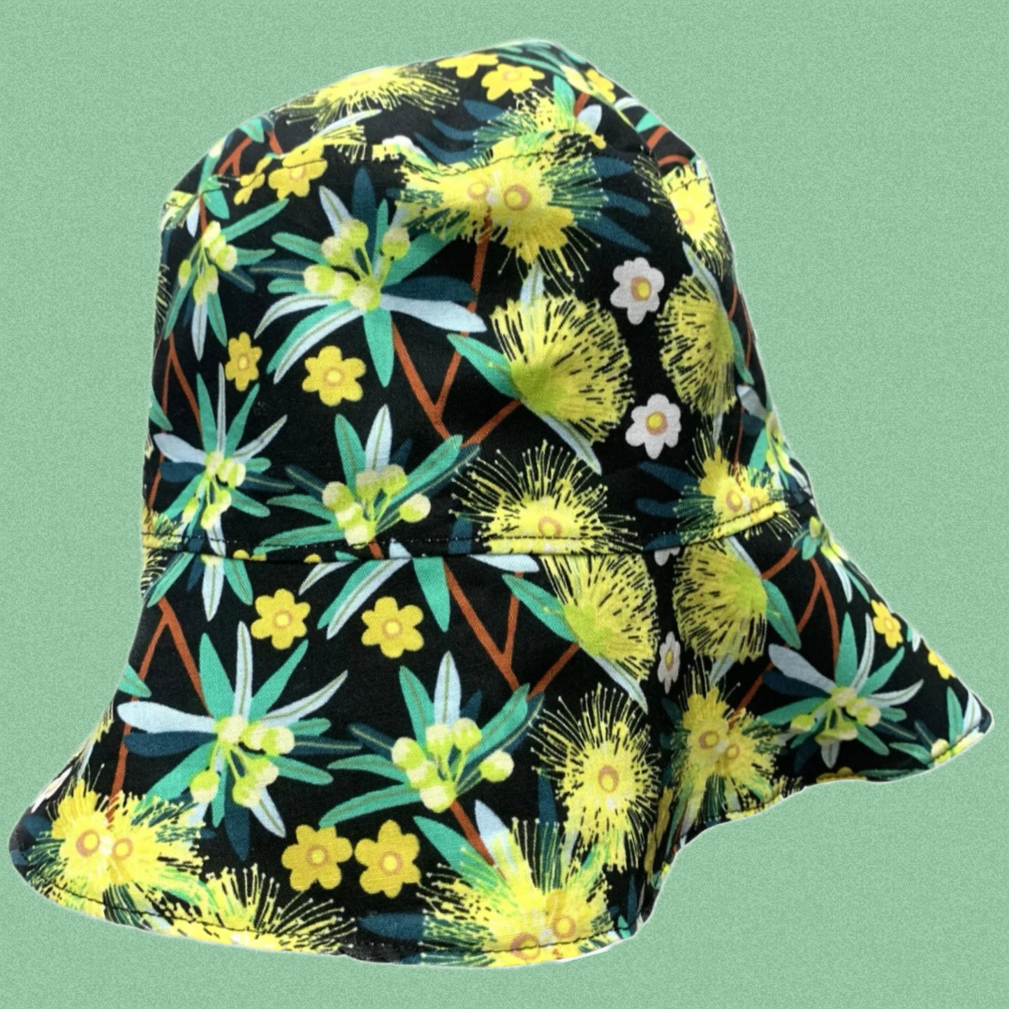 Teacups n Quilts- Yellow Gum Fabric Hat- Adult Size