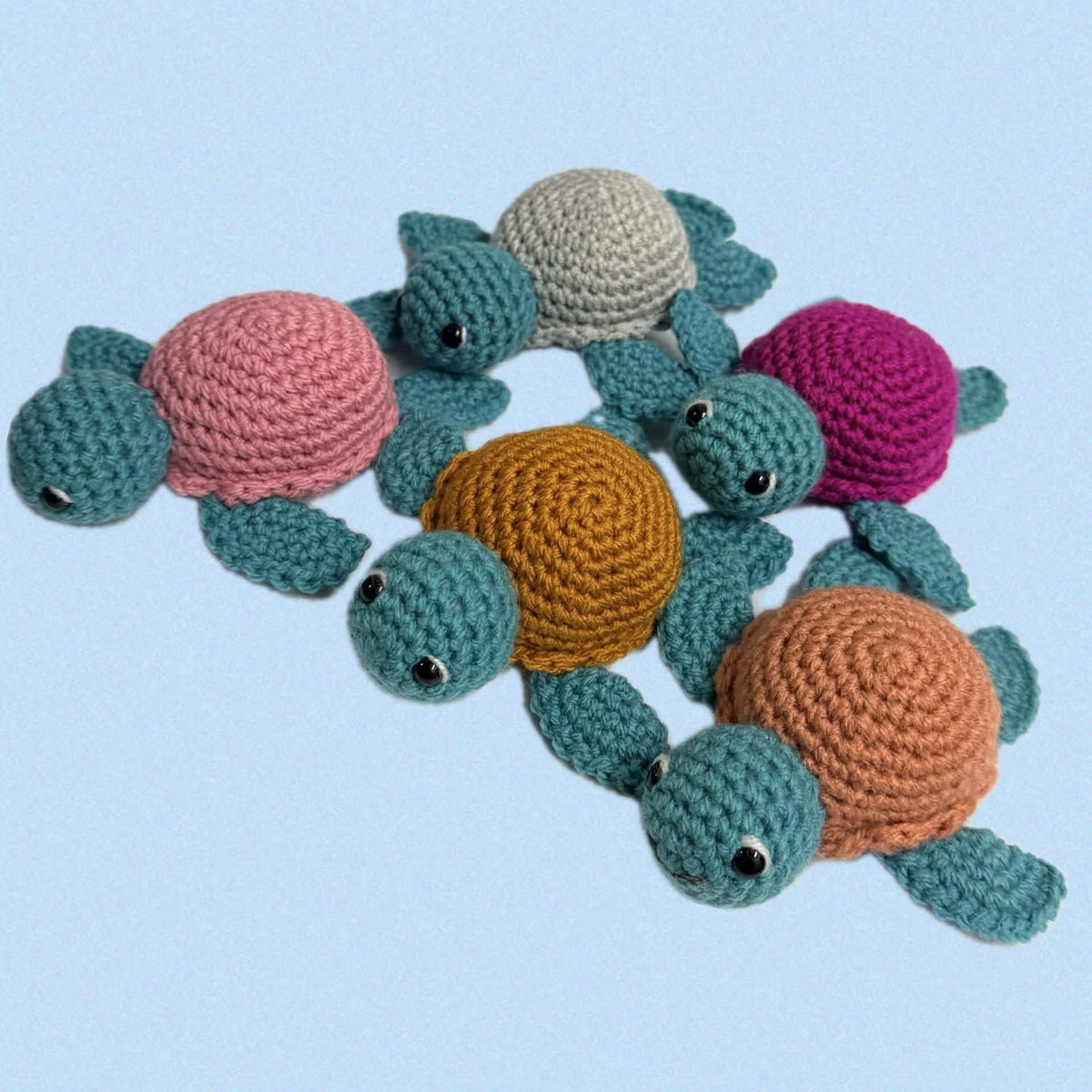BEAKNITS-Crocheted Turtle - Rust Shell (sage)