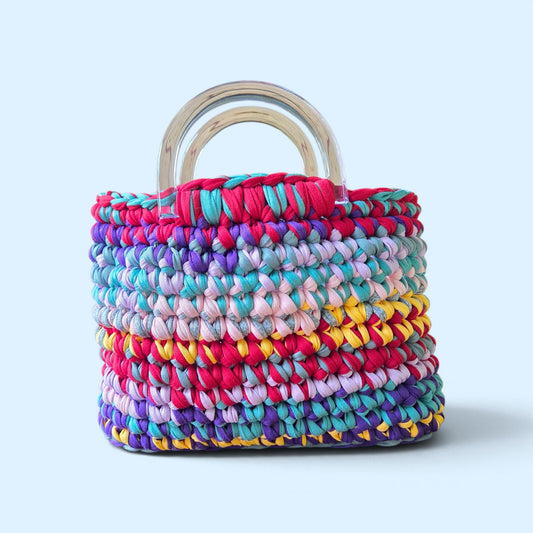 FIBRESCAPE - T-Shirt Yarn Bag With Hard Handles Colourful Large