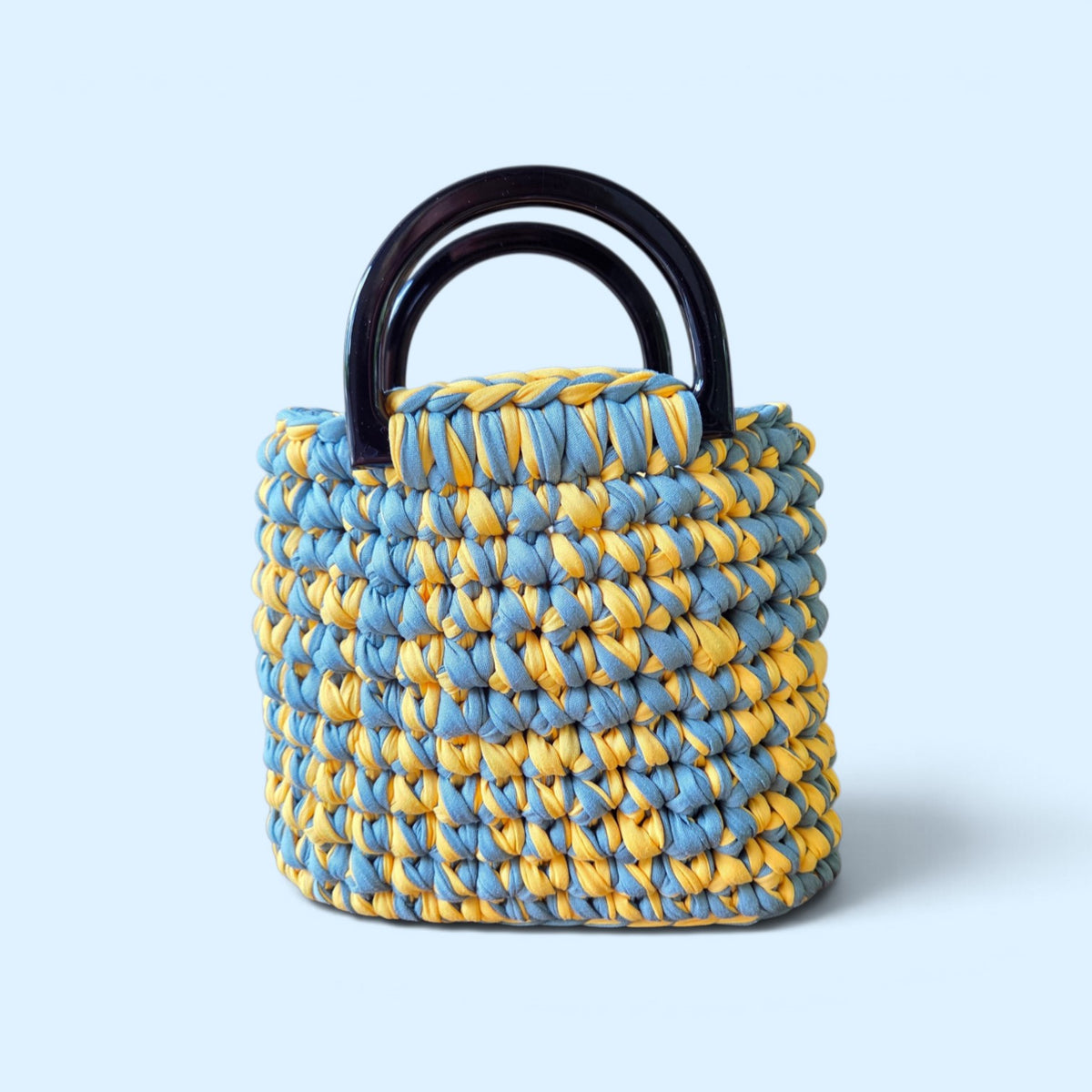 FIBRESCAPE - T-Shirt Yarn Bag With Hard Handles Yellow and Grey