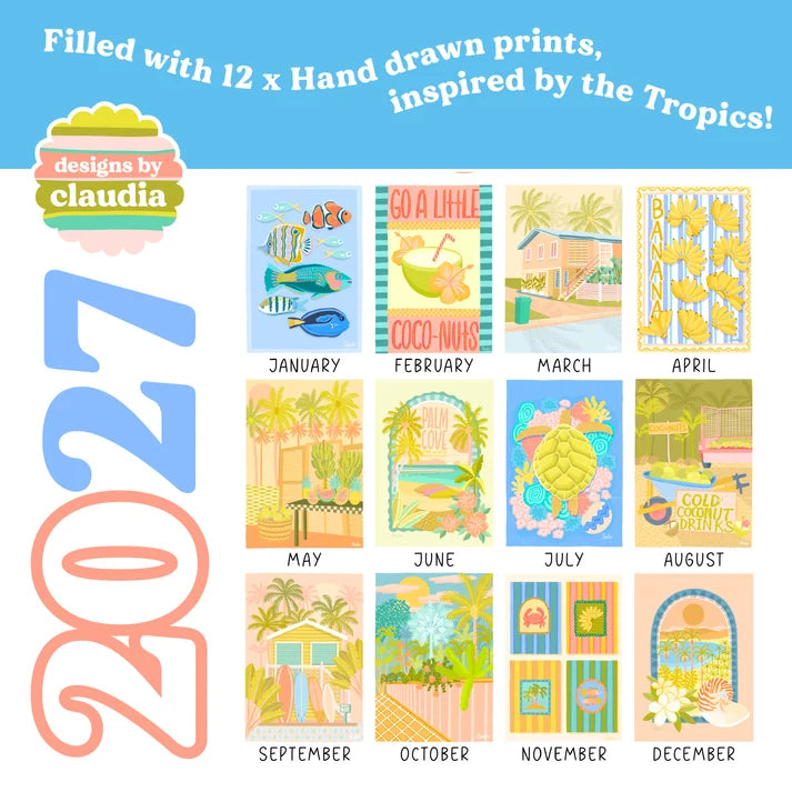 DESIGNS BY CLAUDIA - 2027 A4 WALL CALENDAR