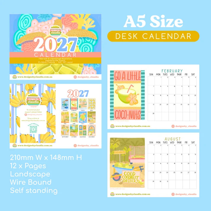 DESIGNS BY CLAUDIA - 2027 A4 WALL CALENDAR