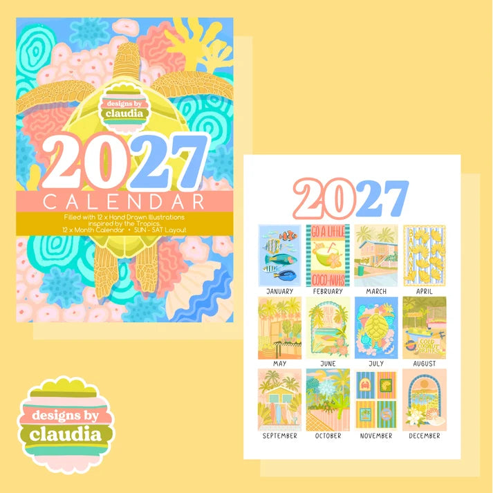 DESIGNS BY CLAUDIA - 2027 A4 WALL CALENDAR