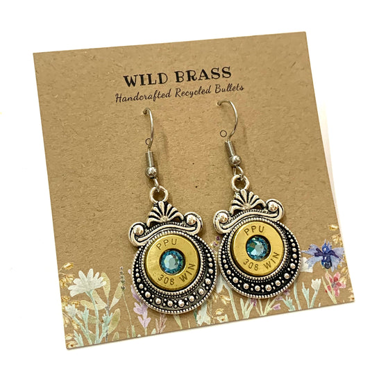 WILD BRASS- Aztec Drops- Light Blue Swarovski Crystal
