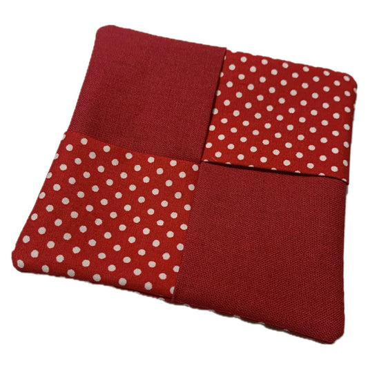 MUMMA WHOOPEE- SINGLE WINE GLASS SLIPPER/COASTERS- Dark Red & Spotty Red