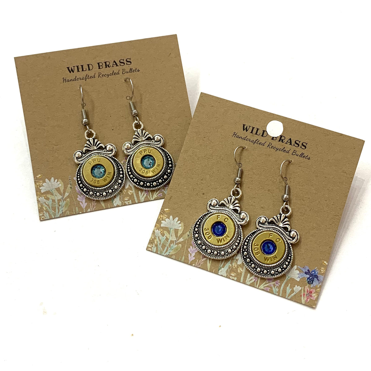 WILD BRASS- Aztec Drops- Light Blue Swarovski Crystal