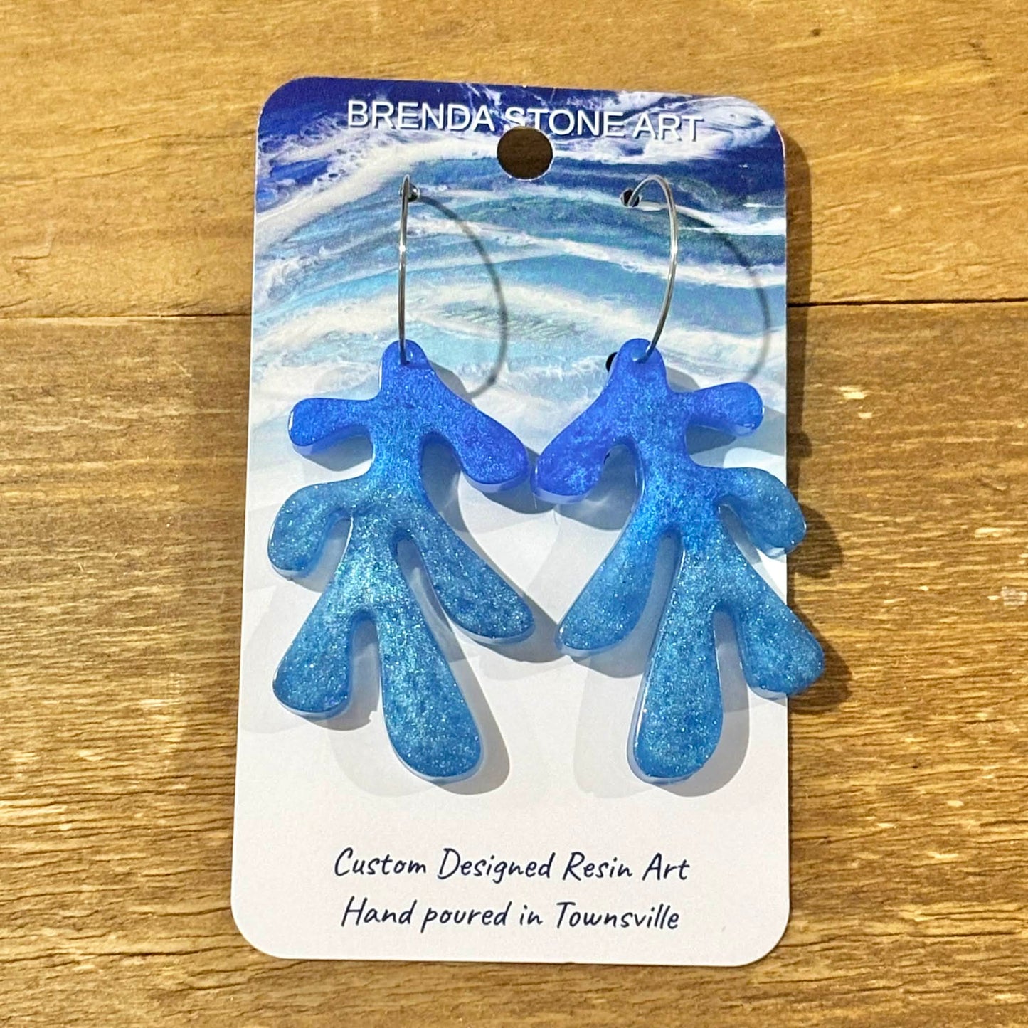 BRENDA STONE ART - Fan Coral Hoop Earrings 2