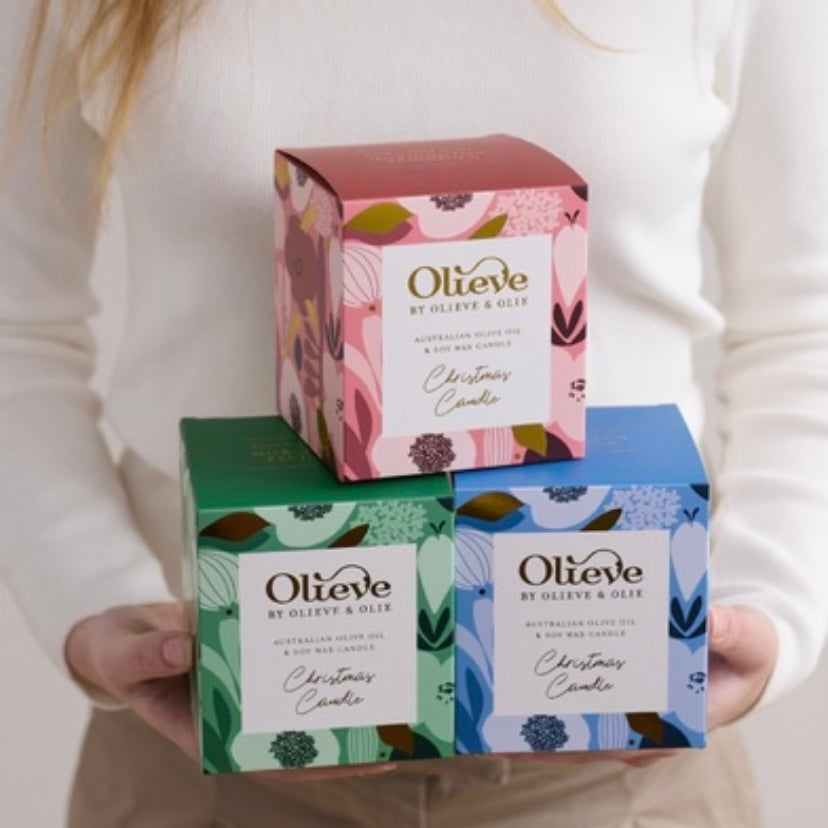 OLIEVE AND OLIE- "Frosted Cranberry & Sugar Plum"- Christmas Candle- Red Box