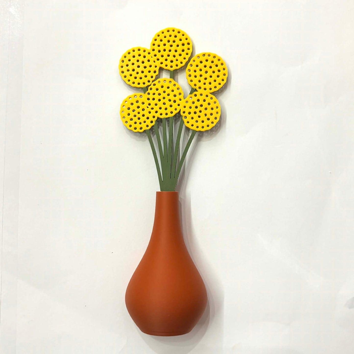 DWAYNSKI.3D - BILLY BUTTONS BLOOMS - MAGNETIC BUD VASE WITH PRINTED FLOWER STEM