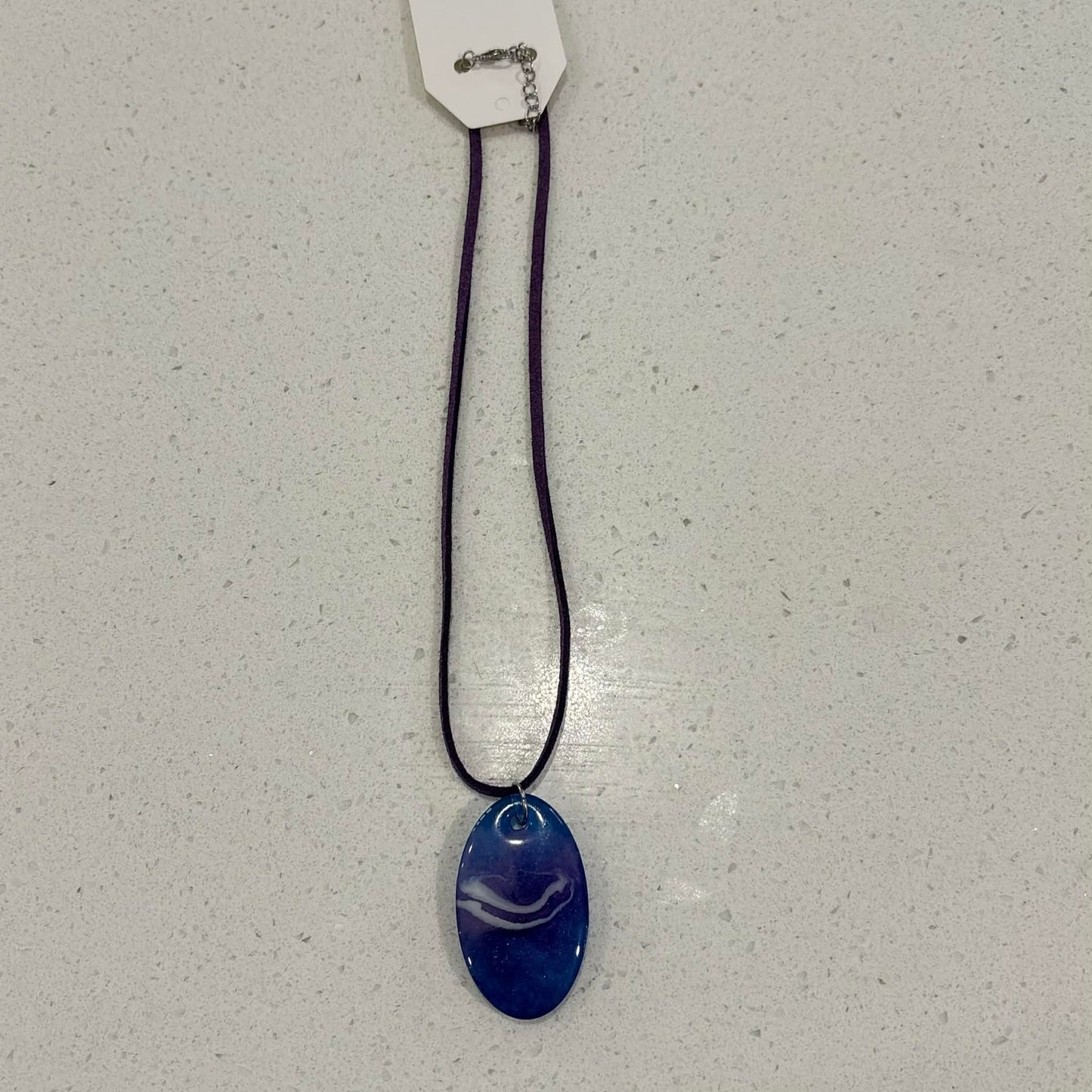 BRENDA STONE ART - Oval Ocean Pendant Suede 3