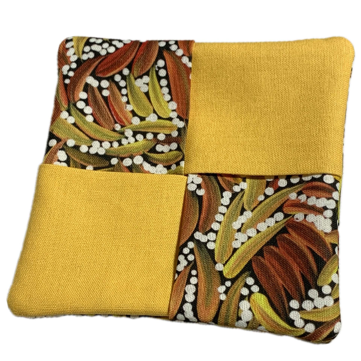 MUMMA WHOOPEE- single  WINE GLASS SLIPPER/COASTERS- BUSH BANANAS YELLOW