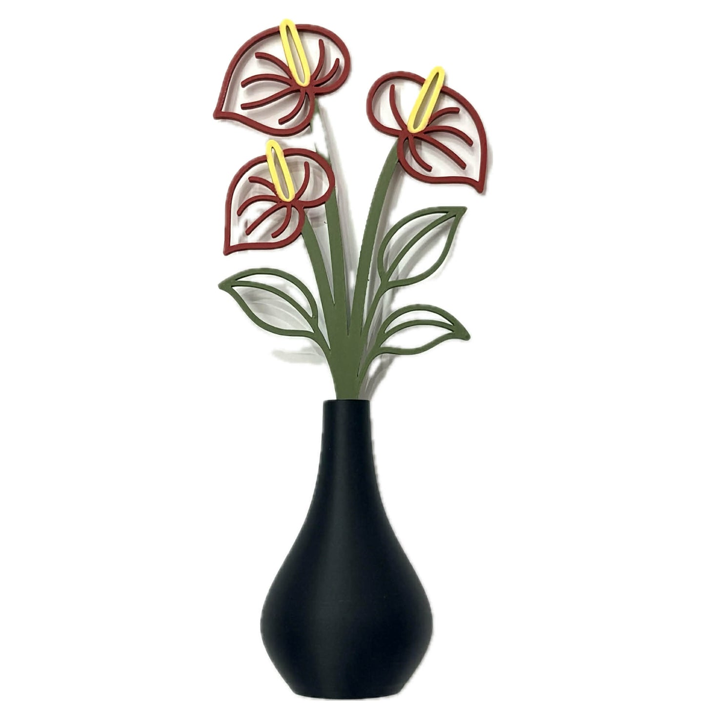 DWAYNSKI.3D - ANTHURIUM BLOOMS - MAGNETIC BUD VASE WITH PRINTED FLOWER STEM