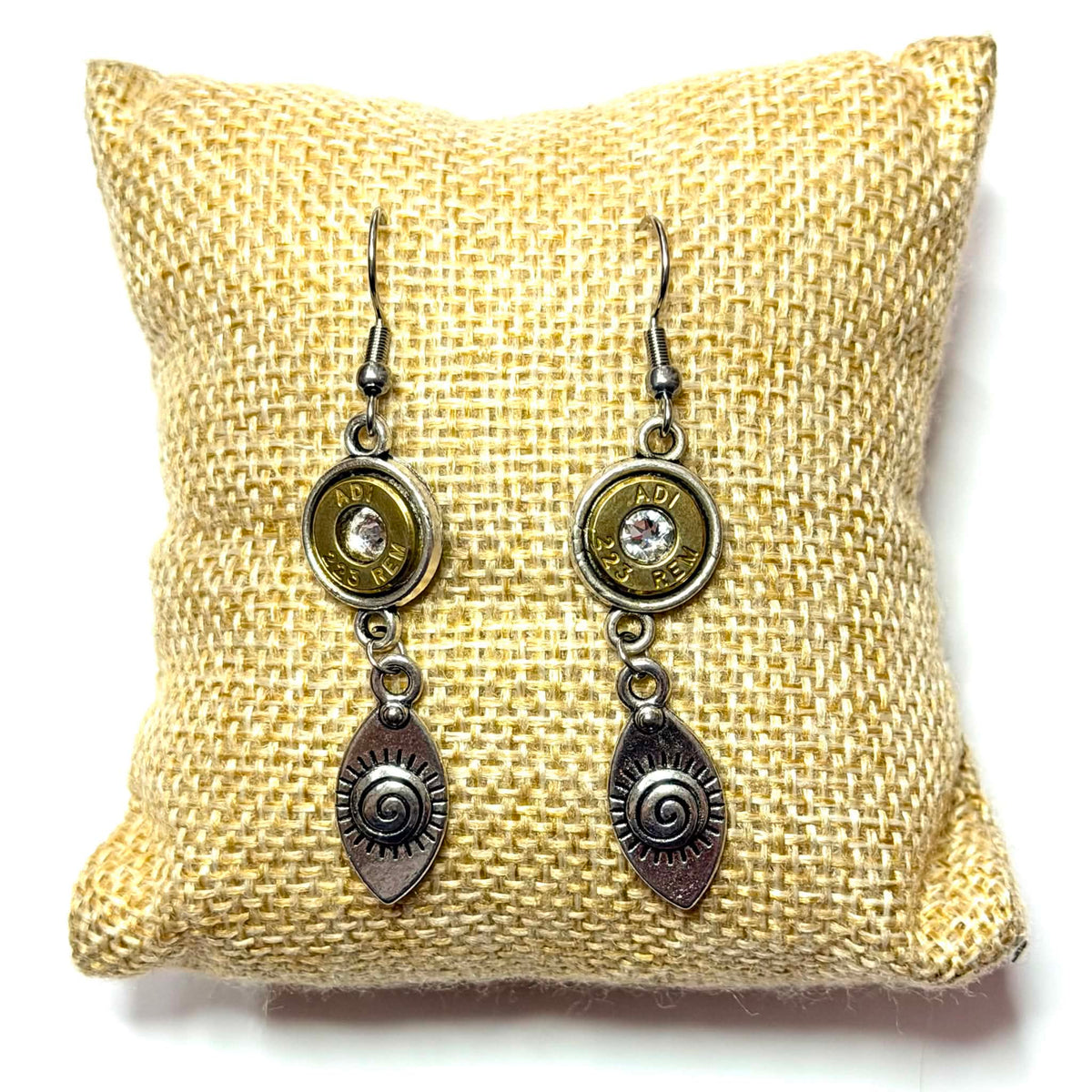 WILD BRASS- Charm Drops- Sun Tear Drops with Clear Swarovski Crystals