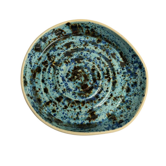 POTTERESS BY ALICIA - Spoon Rest - Blue with Brown Splash