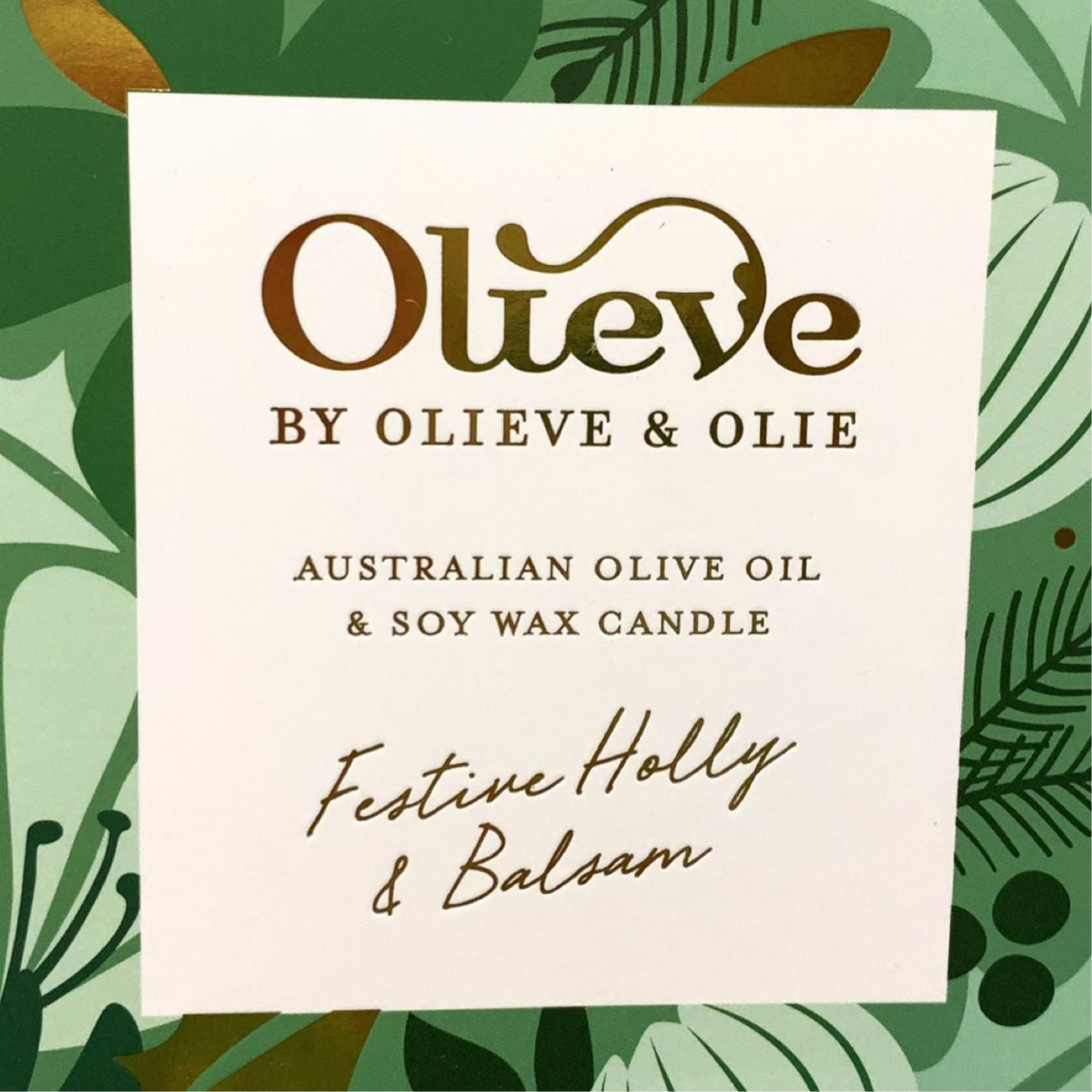 OLIEVE AND OLIE- "Festive Holly & Balsam"- Christmas Candle- Green Box